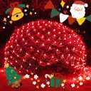 JMEXSUSS 200 LED Red Christmas Net Lights, 9.8ft x 6.6ft Connectable Christmas Bush Lights with Remote, 8 Modes Plug in Net Light Outdoor Mesh Light Waterproof for Tree, Yard, Valentines Decoration