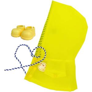 17cm Doll Clothes Yellow Raincoat & Boots Set, Cute Duck Patch Waterproof Outfit for 6.7 Inch Dolls (Doll Not Included)