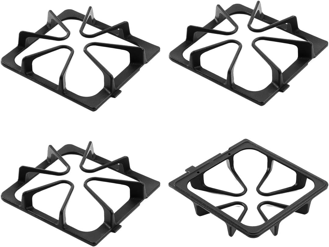 W10447925 Burner Grates Stove Replacement Parts for Whirlpool Gas Stove Grates Kenmore Maytag Amana Inglis Kirkland 8.3 x 8.8 In Matte Cast Iron Stove Top Oven Grates Cooktop Grates 4 Pcs