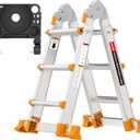 Valeo Ladder 11FT, Multi Position 3 Step Ladder Extension, Anti-Slip A Frame Folding Ladder with Removable Tool Tray, 330lbs Adjustable Telescopic Aluminum Ladders for Stairs Home Indoor Outdoor Roof