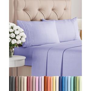 King Size 4 Piece Sheet Set - Comfy Breathable & Cooling Sheets - Hotel Luxury Bed Sheets for Women & Men - Deep Pockets, Easy-Fit, Extra Soft & Wrinkle Free Sheets - Lavender Oeko-Tex Bed Sheet Set
