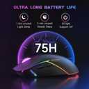 FFJ Wireless Gaming Mouse, 24000 DPI, Tri-Mode 2.4G/USB-C/Bluetooth 5.3 Gaming Mouse Wireless, RGB Programmable Mouse Gamer, 75Hrs Battery Life, Rechargeable Gaming Mice for PC, Mac, Black