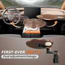 Car Tray Cup Holder Desk, 360 Rotating PU Leather Food Car Table - Steering Wheel Tray Road Trip Essentials Accessories for Tesla Model Y/3/S, Ford F150 Most Vehicles