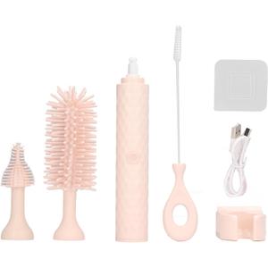 Garosa Electric Bottle Brush Electric Cleaning Brush Set Bottle Brush Pacifier Brush Straw Brush Pacifier Cleaning 2 Speeds Rotating Silicone (Pink)
