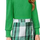 Haloumoning Girls Skirt Sets Fall Outfits Jacquard Long Sleeve Tops Plaid Skirts Shorts 2 Piece Clothing Sets 4-12Y