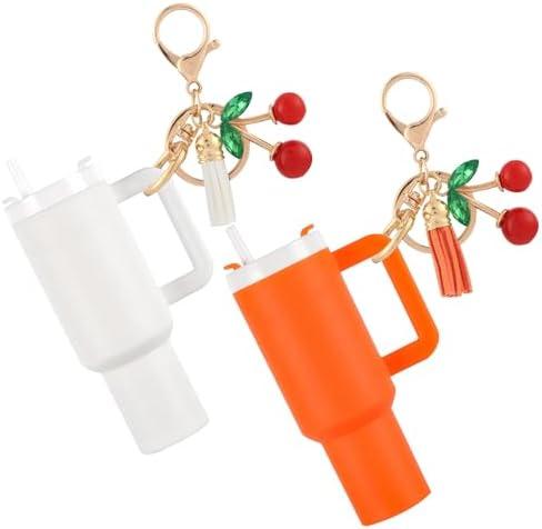 Baerkian 2pcs Mini Tumbler Keychains Compatible with Stanley Cup - Keychains Charms for Women Girls Handbag Backpack , Pack of 2