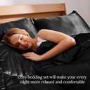 Whale Flotilla 3-Piece Reversible Silky Soft King Size Comforter Bedding Set, Luxurious Satin Comforters Oversized with 2 Satin Pillowcases, Lightweight Duvet for All Seasons, Black
