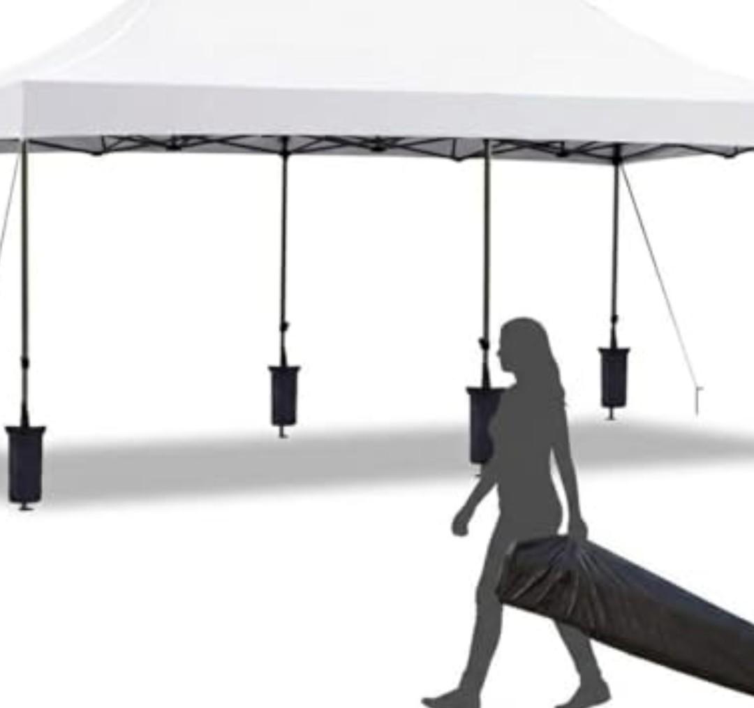 CABIHOME 10X20FT Instant Pop Up Canopy Tent, Beach Tent with One Push Setup, Heavy Duty Canopy Set, Waterproof & UV Protected, Outdoor Canopy for Commercial Events, Camping, Backyard Parties, White