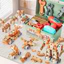 Kids Tool Set with Drill,155Pcs Toddler Tool Set with Toolbox,STEM Montessori Toys for 3 4 5 Year Old,Pretend Play Kid Toy,Educational Construction Toy for 3-5 Year Old Boy Girl,Birthday Gift for Kids