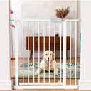 MEEGEEM Baby Gate - 40'' Extra Tall and 30''-37'' Adjustable Width Pet Gate for Stairs & Doorways & House and More, Can Use As Dog Gate, Pressure Mounted, No Drilling, Auto Close, White