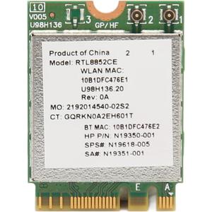 6E Card, RTL8852CE Card Module Bluetooth 5.3 5374Mbps Adapter Low Delay 6GHz/5GHz/2.4GHz Tri Band M.2 NGFF for Laptop Router Gaming PC Laptops Support 10/11 for Computer Networking