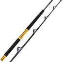 Fiblink Saltwater Fishing Trolling Rod 1 Piece/2 Piece Heavy Roller Rod Big Game Conventional Boat Fishing Pole with Roller Guides (30-50lb/50-80lb/80-120lb,5'6"/6'6")