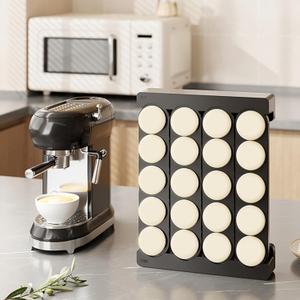 Walbest 20 Pods K Cup Holder for Coffee Bar Organizer, Wall Mount Coffee Capsule Organizer Coffee Bar Accessories, Coffee Pods Carousel Organizer Stand for Home Office Kitchen Counter Organizer Black