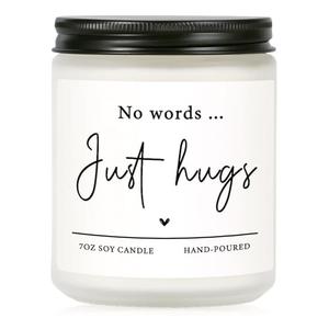 Shqiueos Sympathy Gifts for Loss of Loved One-No Words Just Hugs Lavender Scented Candle, Bereavement Gift Idea, Memorial, Grief, Thinking of You, Get Well, Comfort Condolence Gift (White)