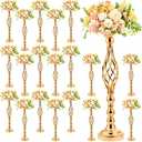 Rtteri 20 Pcs 22.8 Inch High Metal Flower Stand, Wedding Gold Centerpieces for Table, Floral Stand Elegant Vase Holder for Reception Table Decor Party Hotel Home Decor (Gold, Large)