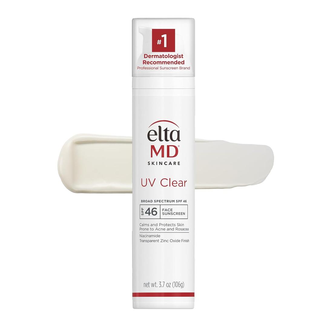 EltaMD UV Clear Face Sunscreen SPF 46, Oil-Free Sunscreen with Zinc Oxide, Dermatologist Recommended (3.7 Fl Oz (Pack of 1))