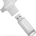 MFi Certified Photo Stick 256GB USB Flash Drive for iPhone, 4 in 1 External Memory Thumb Drive for Picture Video Saver and Backup, High Speed Memory Stick Pen Drive for iPhone/iPad/Android/PC (Silver)