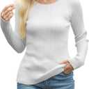 MixShe Womens Long Sleeve Tops Fall Fashion Sweaters 2024 Outfits Sweatshirts for Women Clothes Dressy Casual Crew Neck Shirts Trendy Ladies Tunics White Medium (White, M)