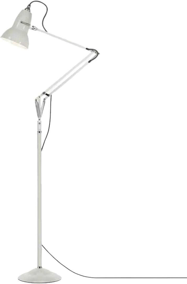Anglepoise Original 1227 Floor Lamp | Gloss Paint Finish Cast Iron Base Aluminum Shade & Chrome Plated Arms & Pole Adjustable Reading Light for Living Room Office Bedroom Decor (Linen White)