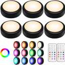 Alivation Puck Lights with Remote Control, LED Under Cabinet Lighting Wireless, LED Light Battery Operated, Tap Battery Powered, Stick on Push Lights for Closet, Kitchen, Wall, Counter (Black)