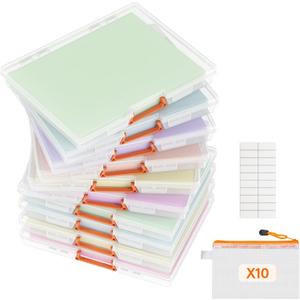 Lifewit 10 Pack Plastic Paper Storage Boxes, A4/Letter Size, 10 Extra Zipper Bags, Sticker Label, Portable File box with Latching Lid and Handle, Versatile Storage box for Projects, Craft Supplies