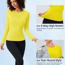 SPVISE Long Sleeve Compression Shirts for Women Workout Tops Cool Dry Breathable Yoga Running Hiking T-Shirt Fitted Basic Top (Yellow, S)