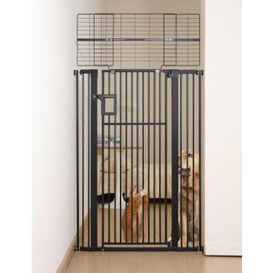 No Pawblems Upgraded 71" Extra Tall Pet Gate for Cat, 29-43" Auto Close Cat Gate for Doorways/Stairs/Hallways, NO Drilling Pressure Mounted Tall Dog Gate Indoor, 1.37" Pet-Safe Gap, Black