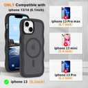 Hualele Magnetic for iPhone 13 & iPhone 14 Case, Compatible with MagSafe, Military Grade Dropproof Translucent Matte Back Cute Curly Wave Edge Slim Phone Case,Black