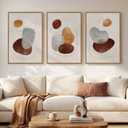 Large Neutral Abstract Canvas Wall Art for Living Room, 3 Piece Framed Wabi-Sabi Prints Paintings Artwork for walls, Minimalist Modern Pictures Wall Decor for Bedroom, Office, Dining Room, 24x36 In