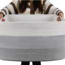 OIAHOMY Large Blanket Basket, 22x17x12 Rectangle Woven Baskets, Nursery Blanket Storage Living Room, Toy Storage With Handle, Large Baskets for Organizing-Gradient Grey