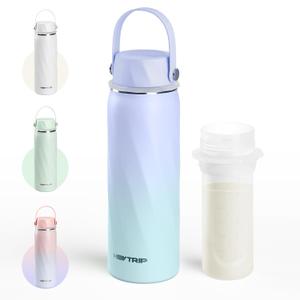 HEYTRIP Portable Breastmilk Cooler - 20oz Stainless Steel Milk Chiller Bottle for Travel & Work | Reusable Breastmilk Storage Container, 36+ Hour Cooling, TSA Approved | Violet Aurora