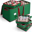 MaidMAX Christmas Ornament Storage Box Holiday Decoration Organizer, 128 Christmas Ball Accessories Holder with Adjustable Dividers, 8 Removable Trays, 600D Oxford, Zippered Closure (Green) (26" x 13" x 13")