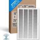 Fits 16x25 Duct Opening | Steel Return Air Grille by Handua | Vent Cover Grill for Sidewall and Ceiling | White | HVAC Cold Air Intake Grille | Outer Dimensions: 17.75"W X 26.75"