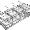 Clear Seasoning Box, 4 Pieces Acrylic Seasoning Rack Spice Jars with Spoons,Storage Container Condiment Jars - Cruet with Cover