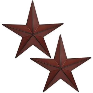 VIVICOMFY 15.5" 2Pcs Metal Barn Stars,Indoor or Outdoor Texas Stars Art,Red Black Rustic Vintage Western Country Farmhouse Home Wall Decor, 15.5inchSet of 2)
