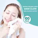 Buryeah 100 Pieces Cotton Washcloths 100% Ring Spun Cotton Wash Cloths Bulk Absorbent and Soft Feel White Towels for Bathroom, Spa, Gym and Face Cleaning (12 x 12 Inches)