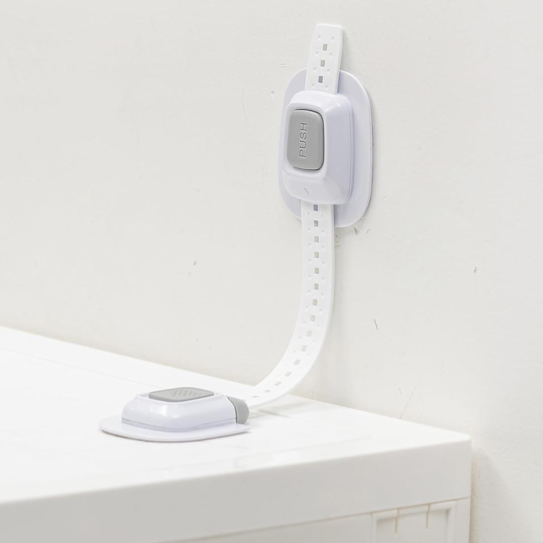 YEYA No Drill Anti tip Furniture Adjustable Straps Wall Anchors for Baby proofing with Strong 3M Adhesive Backing (Upgraded 2P)