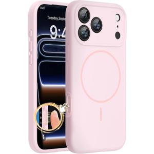 Miracase Magnetic for iPhone 17 Pro Case, Compatible with MagSafe, Integrated Silicone Camera Control Cover, 3.0mm Thicken Shockproof Drop Protection Phone Case for 17 Pro, Sand Pink