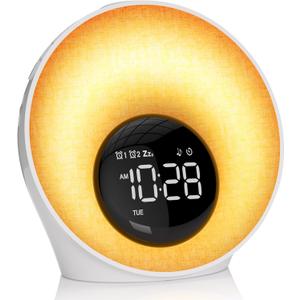 Sunrise Alarm Clock, White Noise Sleep Sound Machine for Bedroom, Wake Up Light with 30 Soothing Sounds, Dual Alarms, Snooze, Bedside Lamp, Christmas Gift for Baby, Adults, Heavy Sleepers