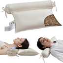 LOFE Buckwheat Pillow - 2IN1 Buckwheat Hull Pillow, Tartary Buckwheat Neck Roll Pillow for Superior Support, Adjustable Cervical Neck Pillow for Side, Back, Stomach Sleepers, Organic Cotton Pillowcase (18.1*16.1in, Off White)