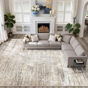 LOONGRUG 10x14 Area Rugs Washable Neutral Modern Living Room Rug Dark Brown