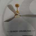 White and Gold Ceiling Fans with Lights and Remote, 52inch Modern Gold Ceiling Fan ETL Listed, 3 Downrods, 3 blades Gold Fan Reversible Quiet DC Motor, Timer,6-Speed for Outdoor Indoor,52in,White Gold