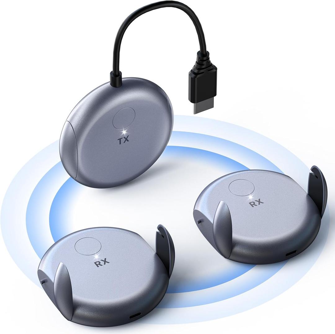 Wireless HDMI Transmitter & 2 Receivers, 1080P Full HD Dual-Band 2.4G/5G Extender with 100FT Range, Low Latency, Plug & Play for TV, Projector, Monitor, Multi-Device Pairing