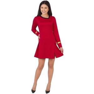 Starfleet Captain Officer Duty Dress for Women Halloween Starship Commander Cosplay Costume Red Uniform L