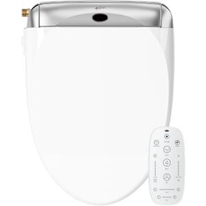 LEIVI Electric Bidet Toilet Seat with Wireless Remote and Side Panel, Multiple Spray Modes, Adjustable Heated Seat, Warm Water and Air Dryer, Auto LED Nightlight, Elongated, Oval 