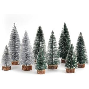 Desktop Miniature Pine Tree Tabletop Christmas Tree Small Pine Tree Decor Christmas Tree Toppers (Green Silver Dark Green)
