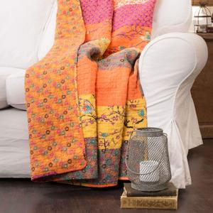Lush Decor Royal Empire Reversible Cotton Throw Blanket, 50" W x 60" L, Tangerine - Throw Blankets for Bed - Couch Blanket - Boho Throw Blanket for Couch