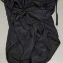 Viottiset Women's Bandeau One Piece Swimsuit Strapless Tie High Cut Out Bathing Suit (Medium, Black)