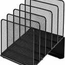 File Organizer for Desk, File Folder Organizer with 5-Section Vertical Rack, Suitable for Home Office Document Organization and Storage(Black)