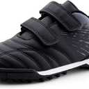brooman Kids Comfortable Turf Soccer Shoes Athletic Football Shoes (2, Black)